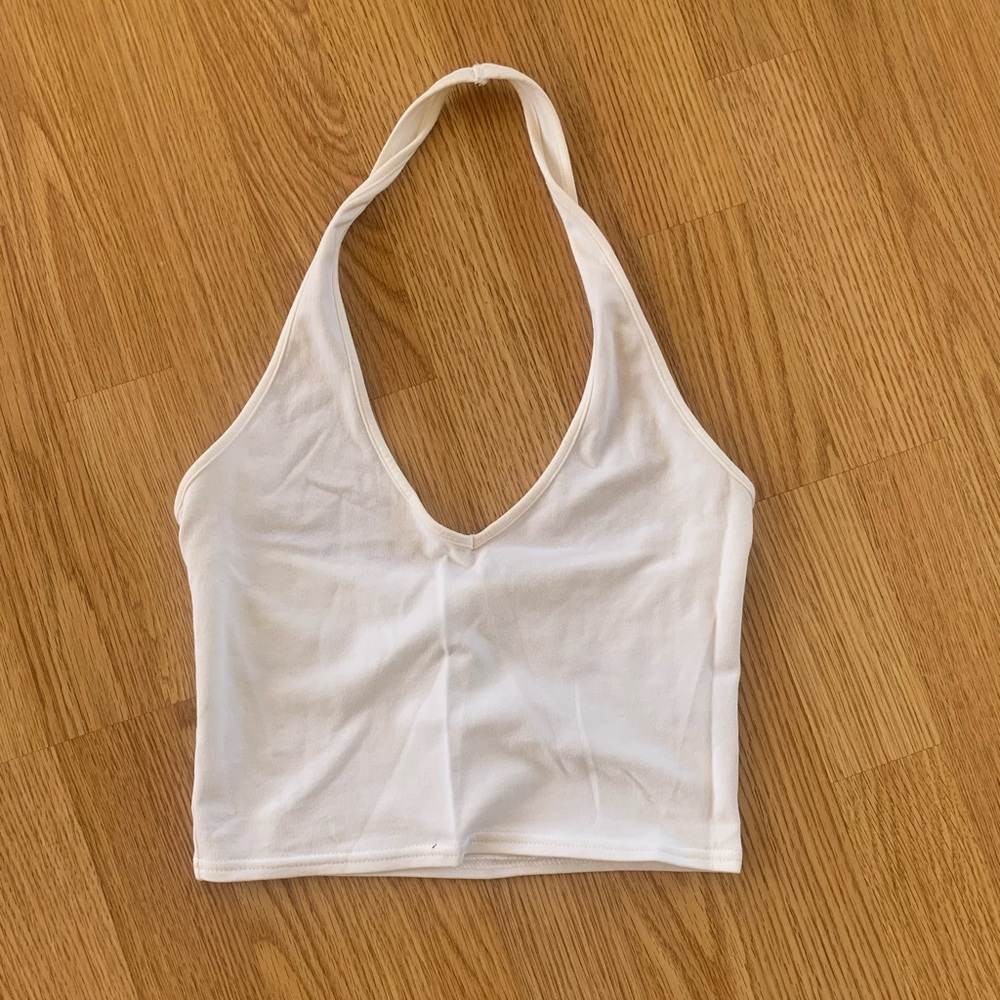 White halter crop top never worn express XS